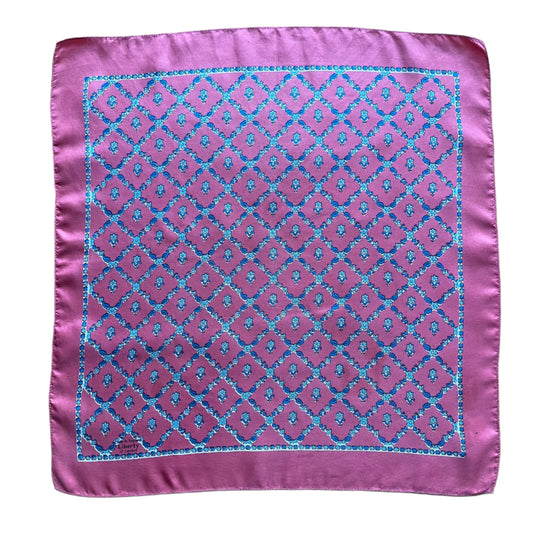 Scarf Vintage Liberty of London Made in England. Pink & Blue Floral Geometric