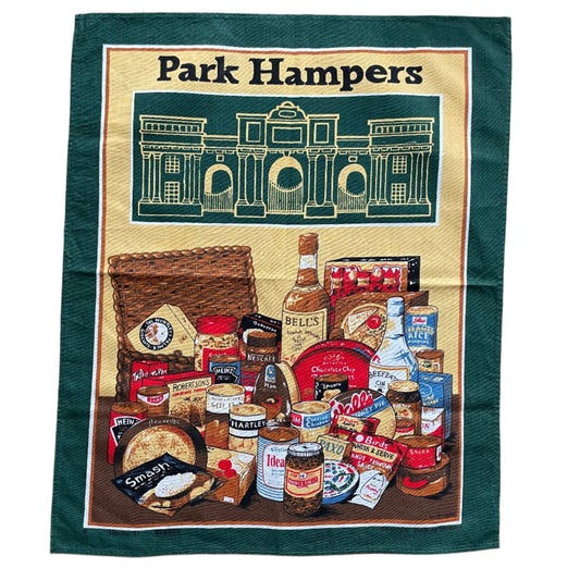 Tea Towel Vintage Park Hampers Green and Cream Design