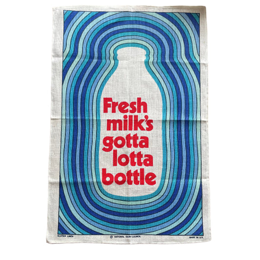 Vintage Tea Towel Irish Milk National Dairy Council Linen