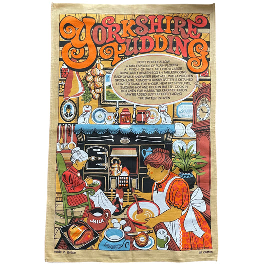 Tea Towel Vintage Yorkshire Puddings Cotton Baking Homeware