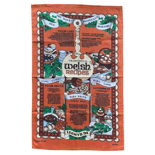 Tea Towel Vintage Traditional Welsh Recipes 100% Cotton Design