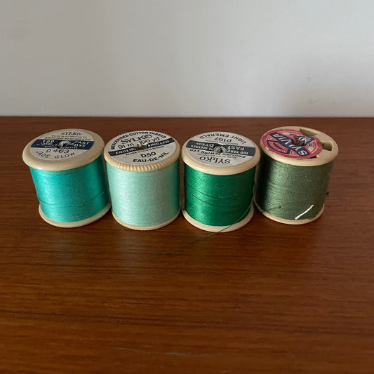 Threads Vintage Job Lot 4x Green Blue Sylko Cotton Threads