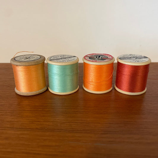 Threads Vintage Job Lot 4x Sylko Orange and Blue Threads