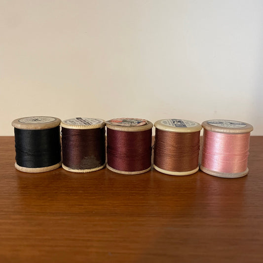 Threads Vintage Job Lot 5x Sylko Browns and Pink Sewing Thread