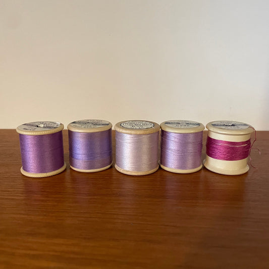 Threads Vintage Job Lot Sylko x5 Lilac and Pink Sewing Threads