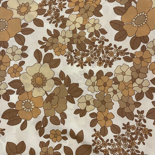 Fabric Vintage St Michael Floral Brown and White Duvet Cover