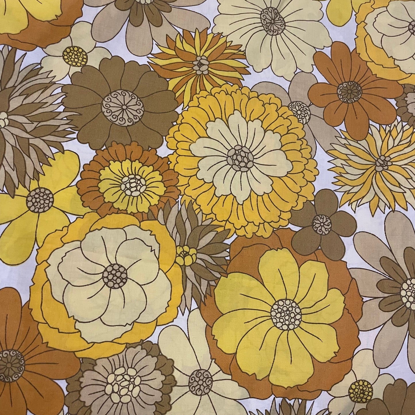 Fabric Vintage St Michael Floral Yellow and Orange 70s Bed Valance