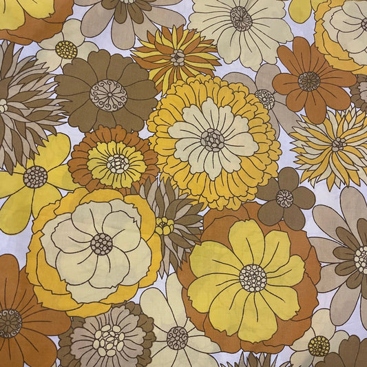 Fabric Vintage St Michael Floral Yellow and Orange 70s Bed Valance