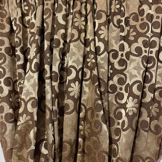 Fabric Vintage Brown and Gold Sparkly Thick Patterned Curtain