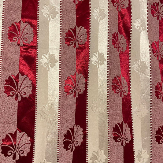 Fabric Vintage Patterned Red White Sheen Stripe Tablecloth 117x179 cm