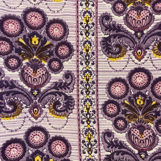 Fabric Vintage Patterned Floral Purple 70s Curtain Panel