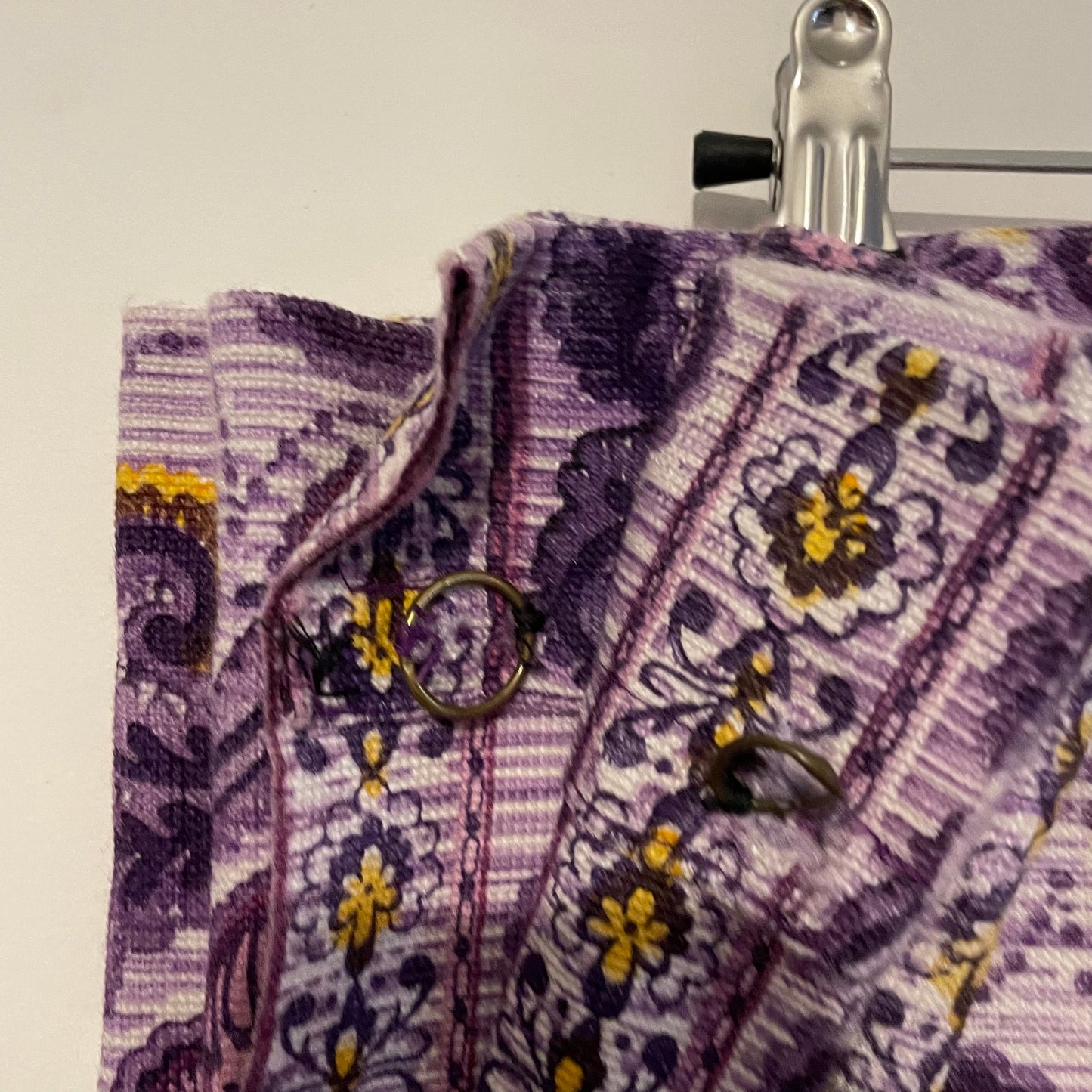 Fabric Vintage Patterned Floral Purple 70s Curtain Panel