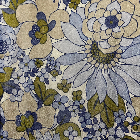 Vintage Blue Floral Shimmer Curtain Panel for Home Décor