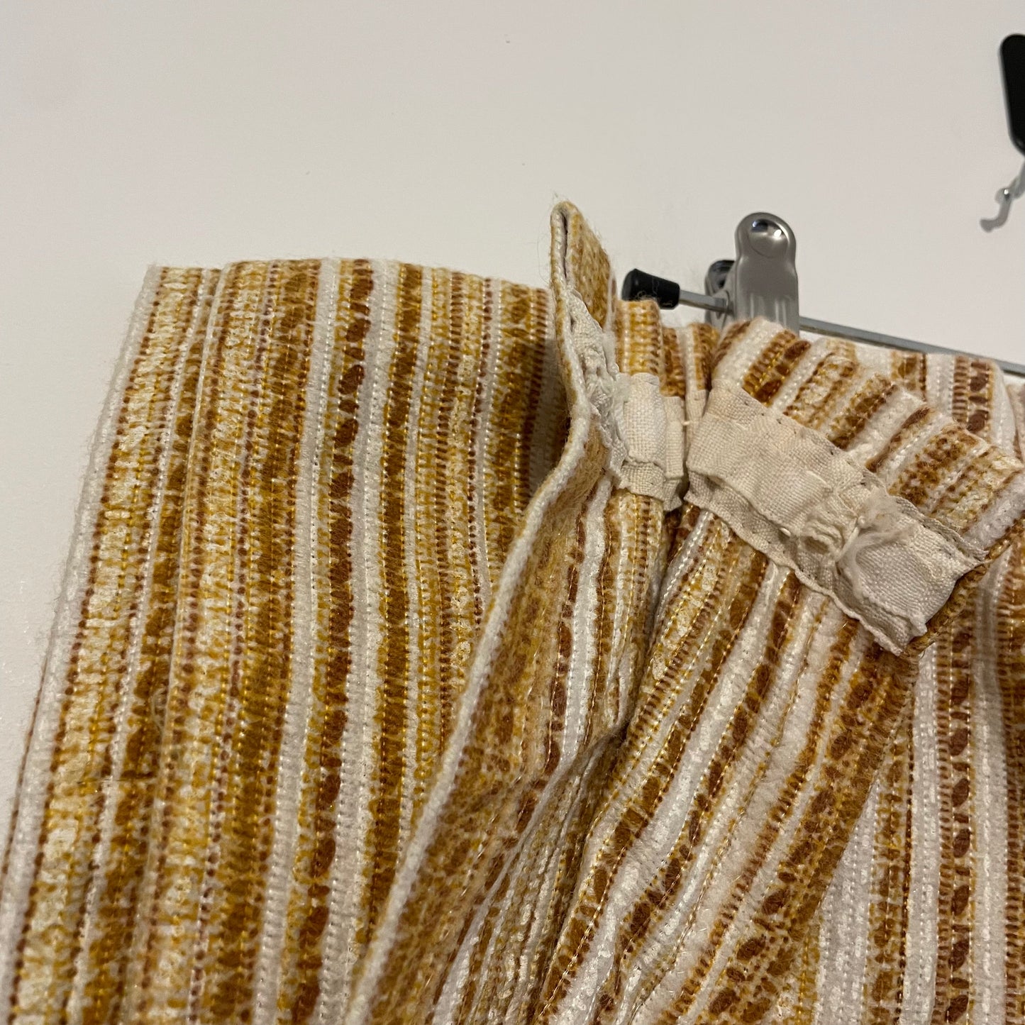 Fabric Vintage Brown and Yellow Thick Striped Curtain Panel