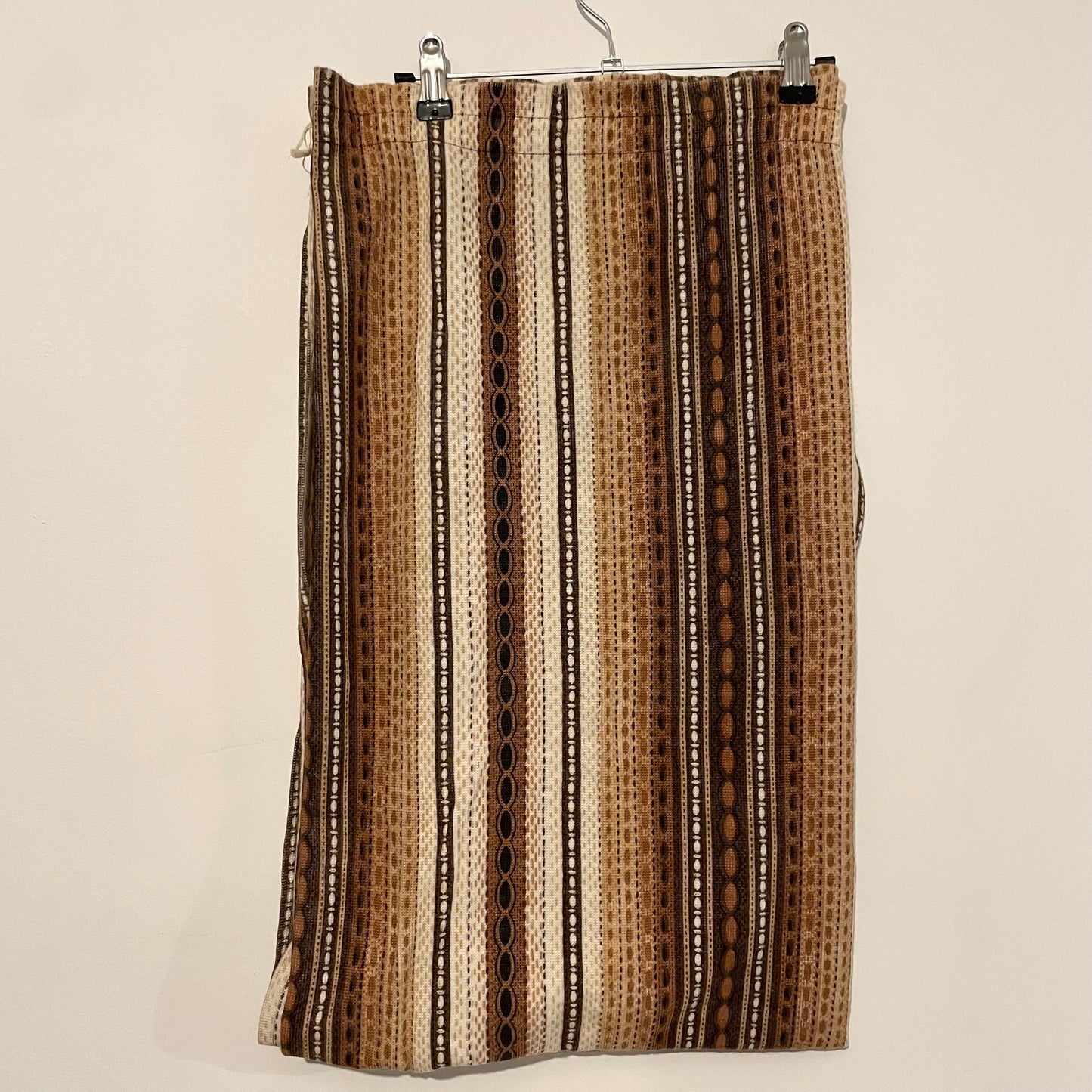 Fabric Vintage Brown and Neutral Stripe Spot Striped Curtain Panel