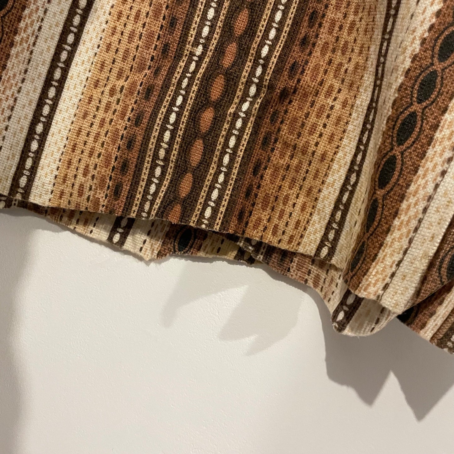 Fabric Vintage Brown and Neutral Stripe Spot Striped Curtain Panel