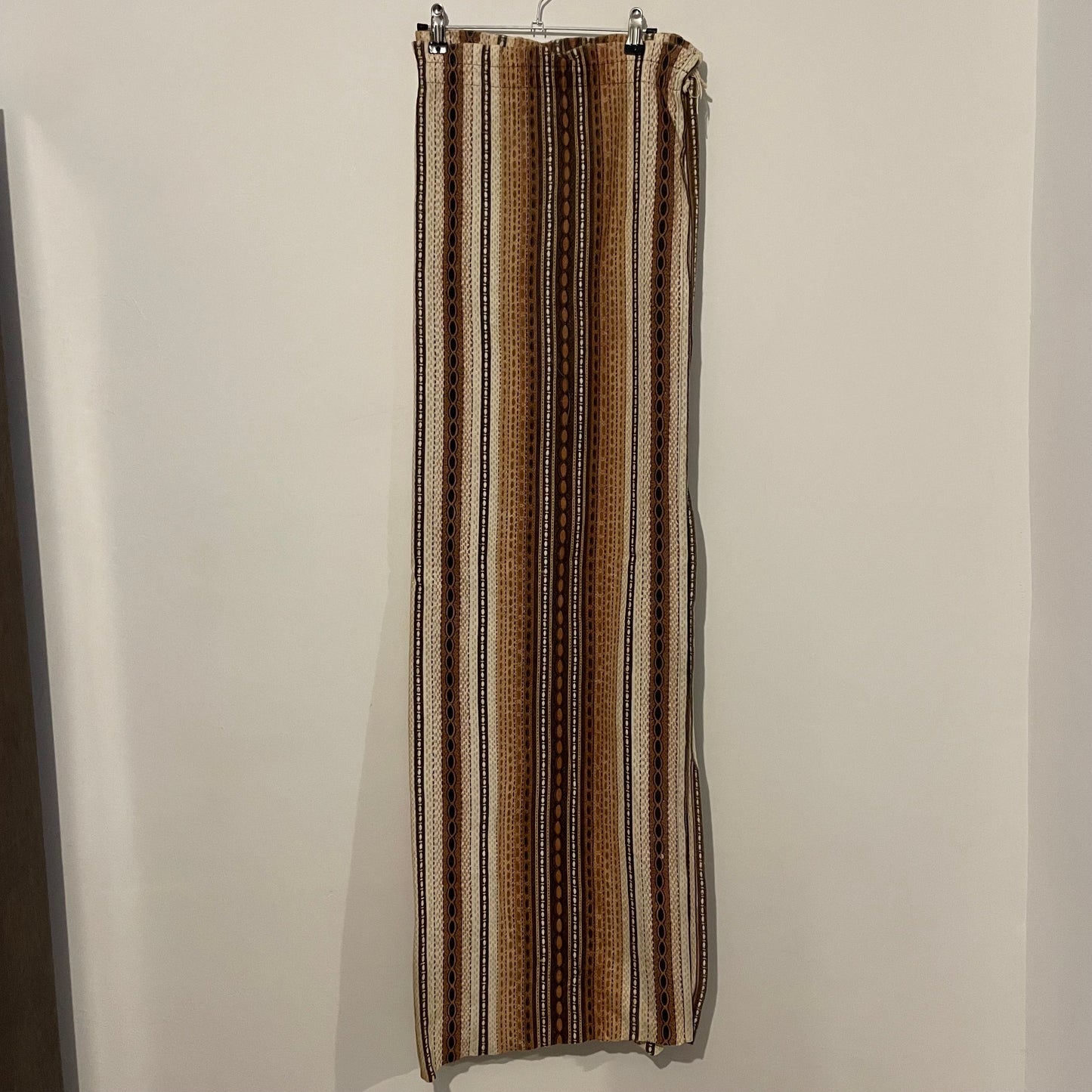 Fabric Vintage Brown and Neutral Stripe Spot Striped Curtain Panel