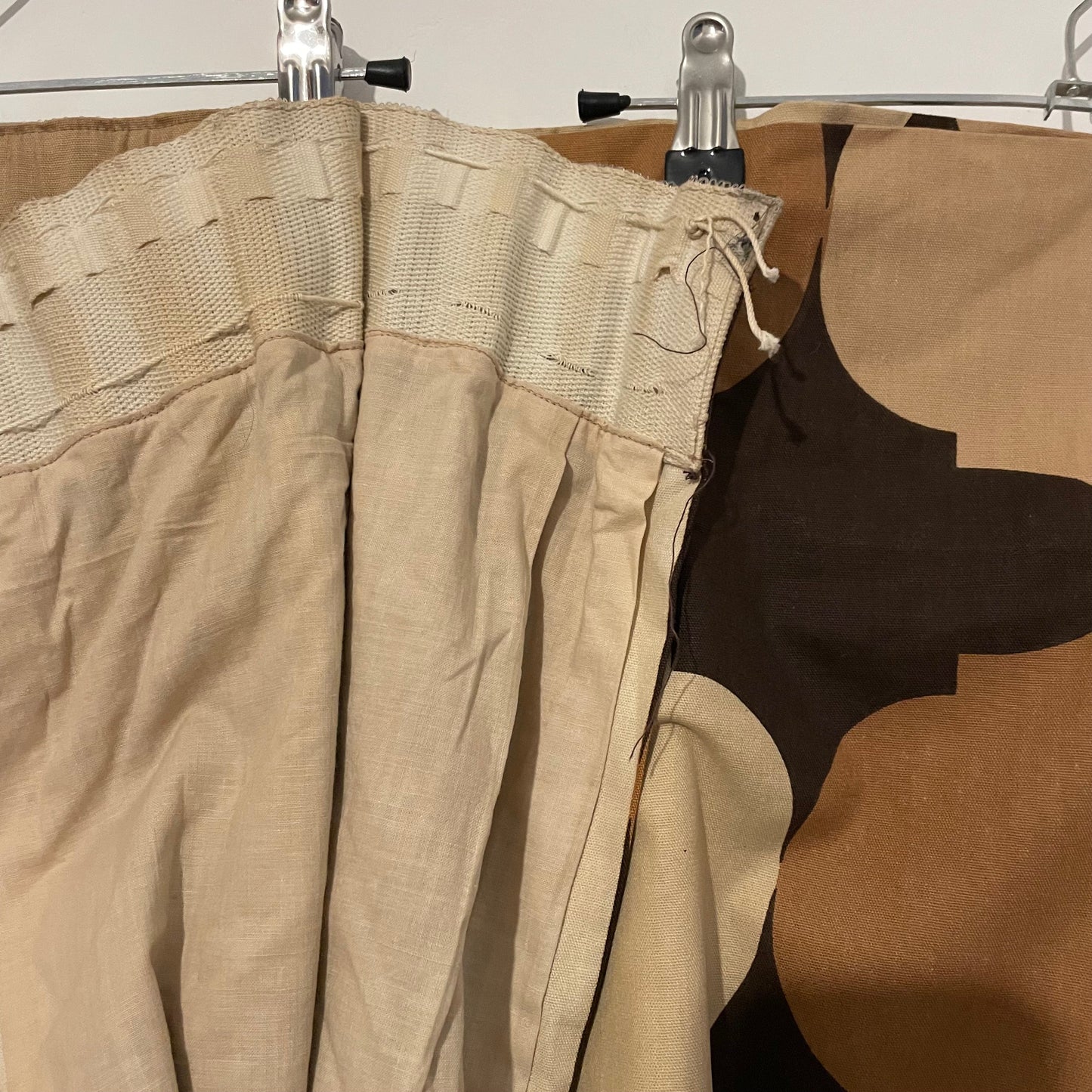Fabric Vintage Brown and Beige Lantern Long Patterned Curtain Panel
