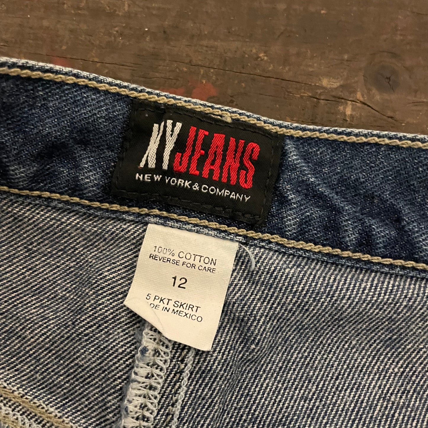 Denim Skirt Mid Length Blue Cotton NY Jeans Size 14 for Women