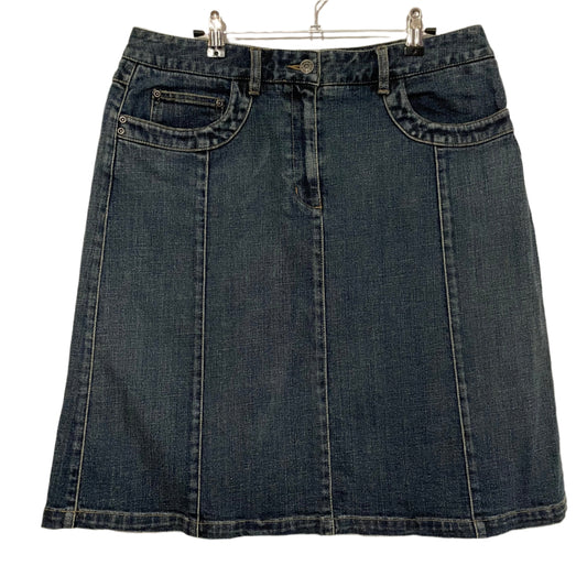 Denim Skirt Mid Length Talbots Panelled Blue Size 14 UK