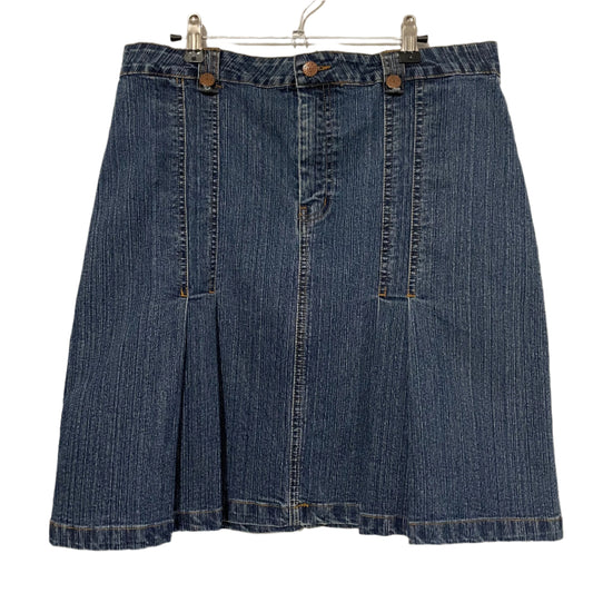 Denim Skirt Mid Length Bill Blass Jeanswear Pleated Blue Size 14