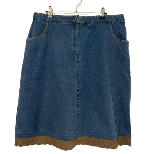 Denim Skirt Mid Length J Jill Blue A Line Lace Detail Size 14