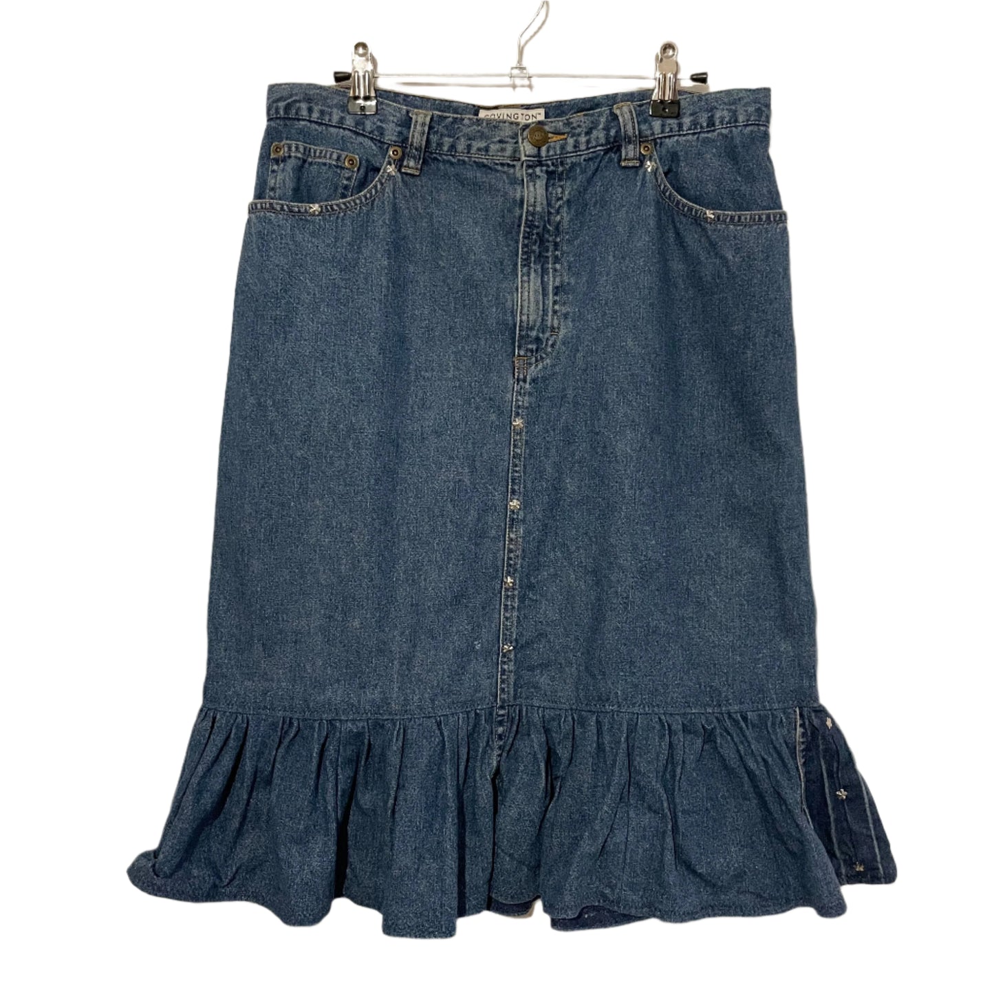 Denim Skirt Mid Length Covington Ruffle Fit and Flare Size 12