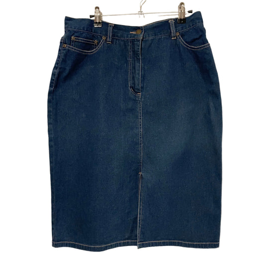 Denim Skirt Mid Length Rockmans Dark Blue Fitted Size 12