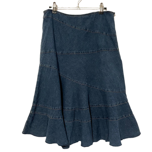 Denim Skirt Mid Length DKNY Jeans Panelled Flared. Size 10