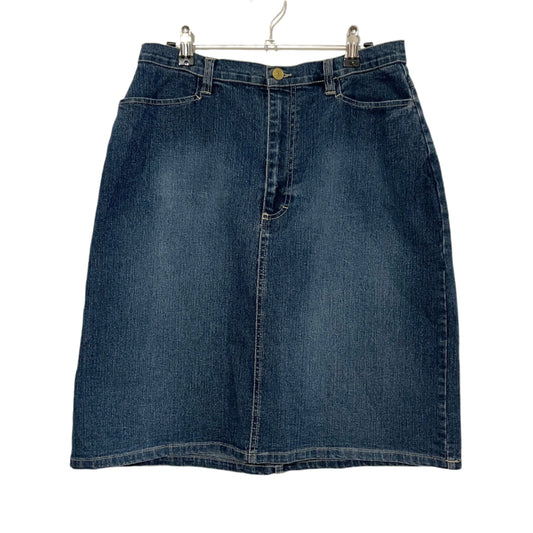 Denim Skirt Mid Length Gloria Vanderbilt Straight Dark Blue Size 12