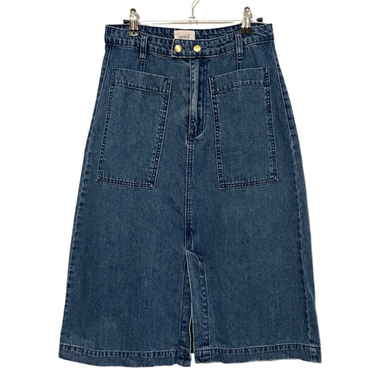 Denim Skirt Mid Length Seed Straight Dark Blue Size 10 Vintage Piece