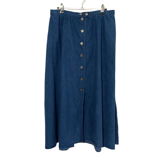 Denim Skirt Maxi Three Flags California Blue Button Size 12 Vintage