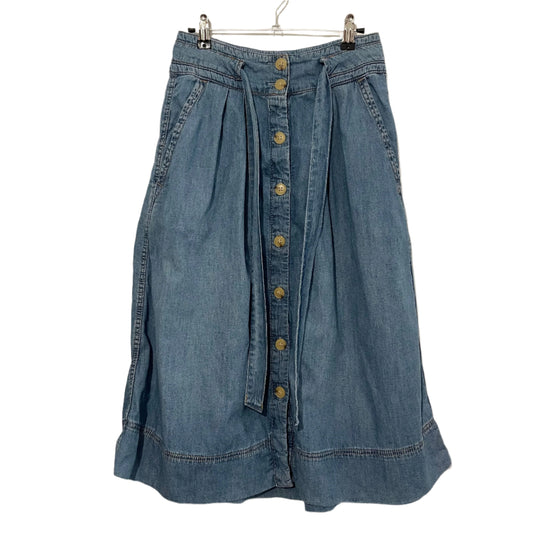 Denim Skirt Mid Length Gap Denim Belt Button Blue Size 8 Vintage