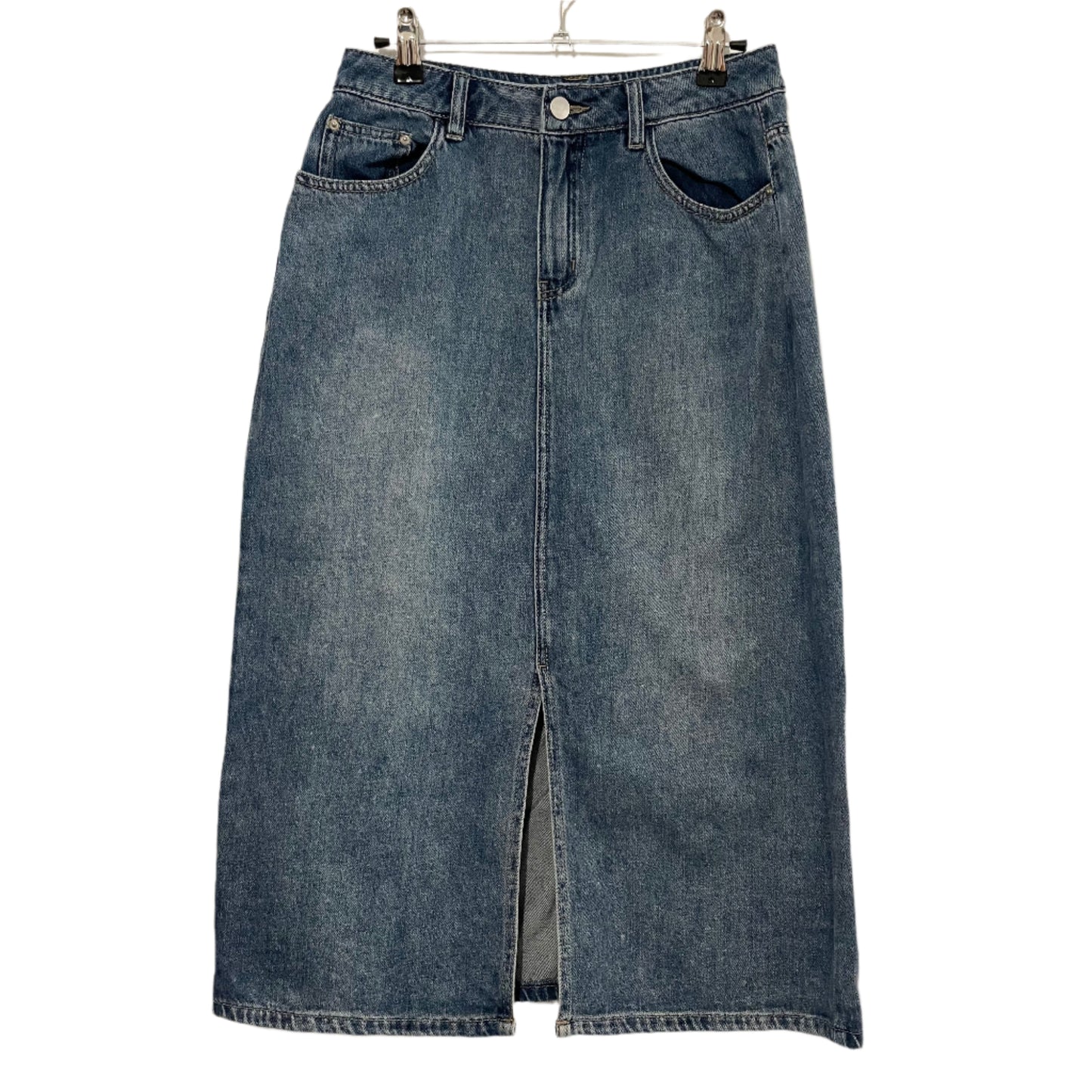 Denim Skirt Mid Length Chinese Brand Straight Blue Size 8 Vintage