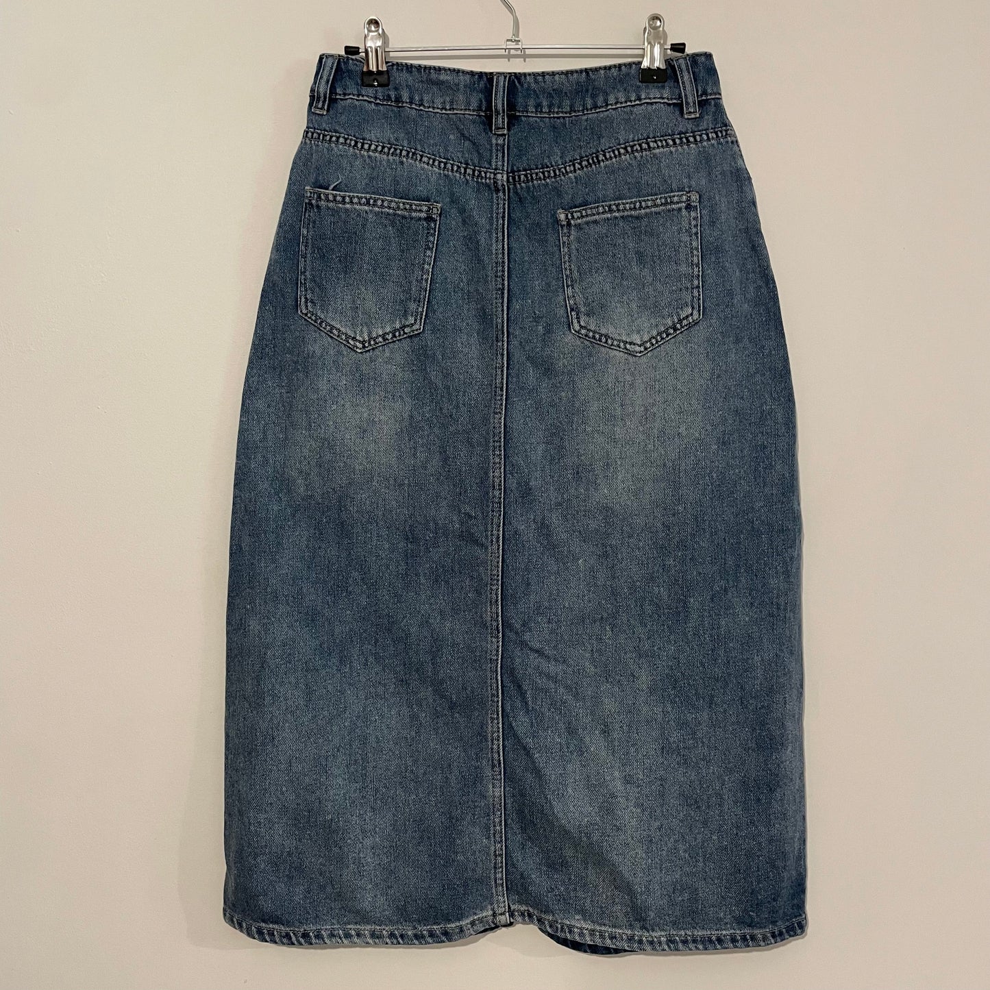 Denim Skirt Mid Length Chinese Brand Straight Blue Size 8 Vintage
