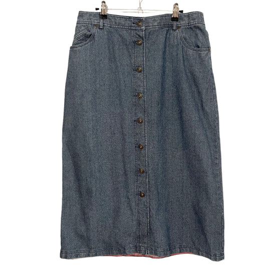Denim Skirt Mid Length Christopher and Banks Size 12 Blue Stripe