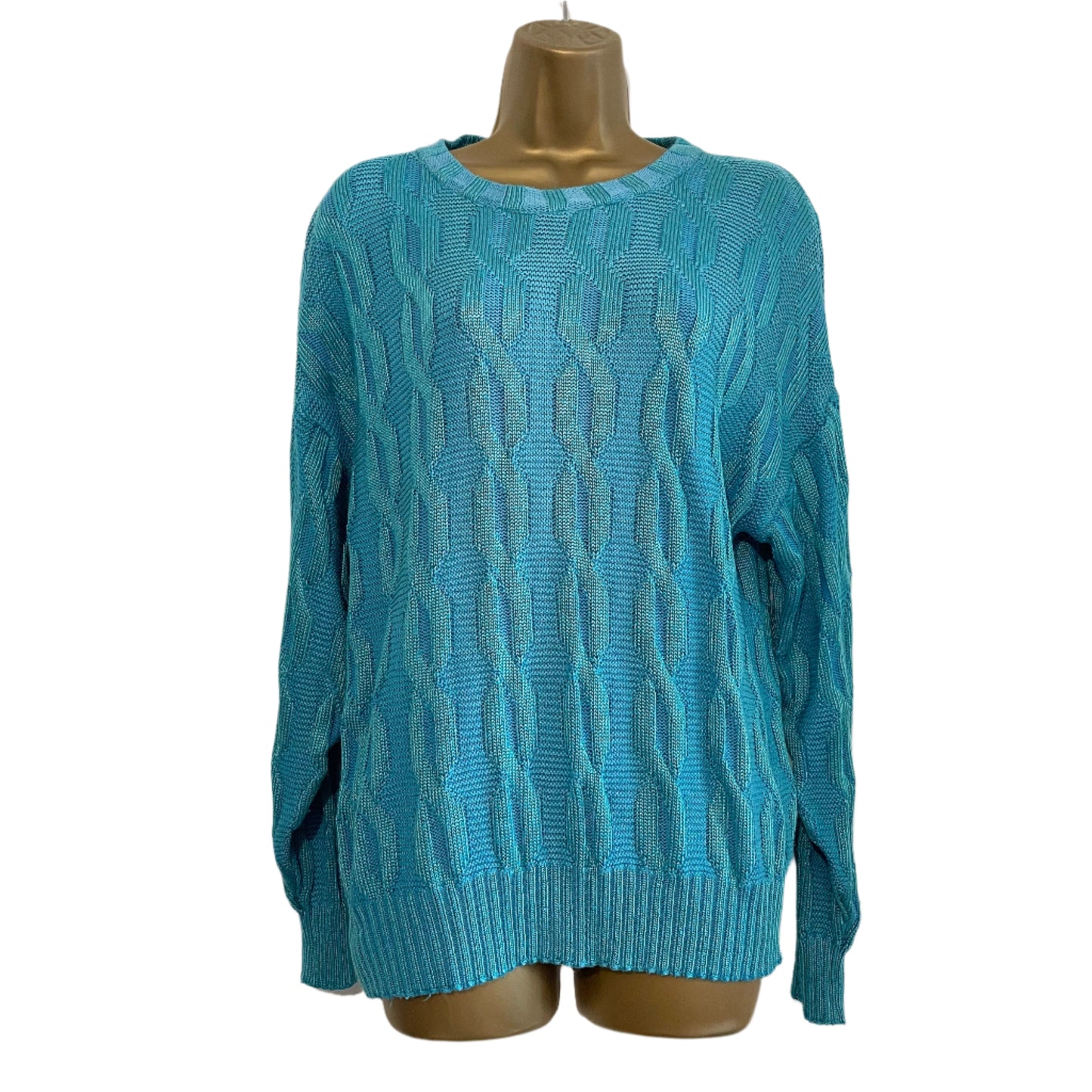 Jumper Vintage St Michael Blue & Turquoise Patterned Knitted Knitwear