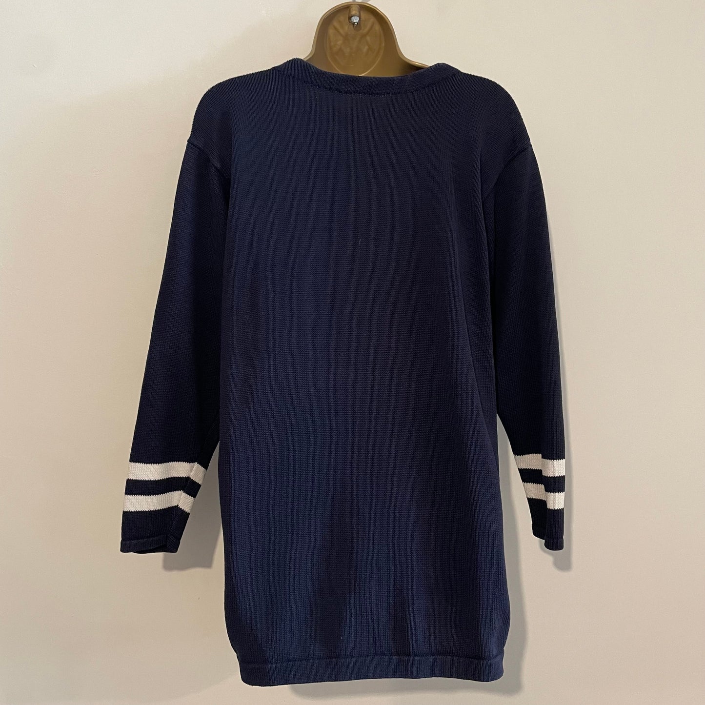 Jumper Vintage Navy Blue Sailor Novelty Striped Knitted  Fisherman Knitwear