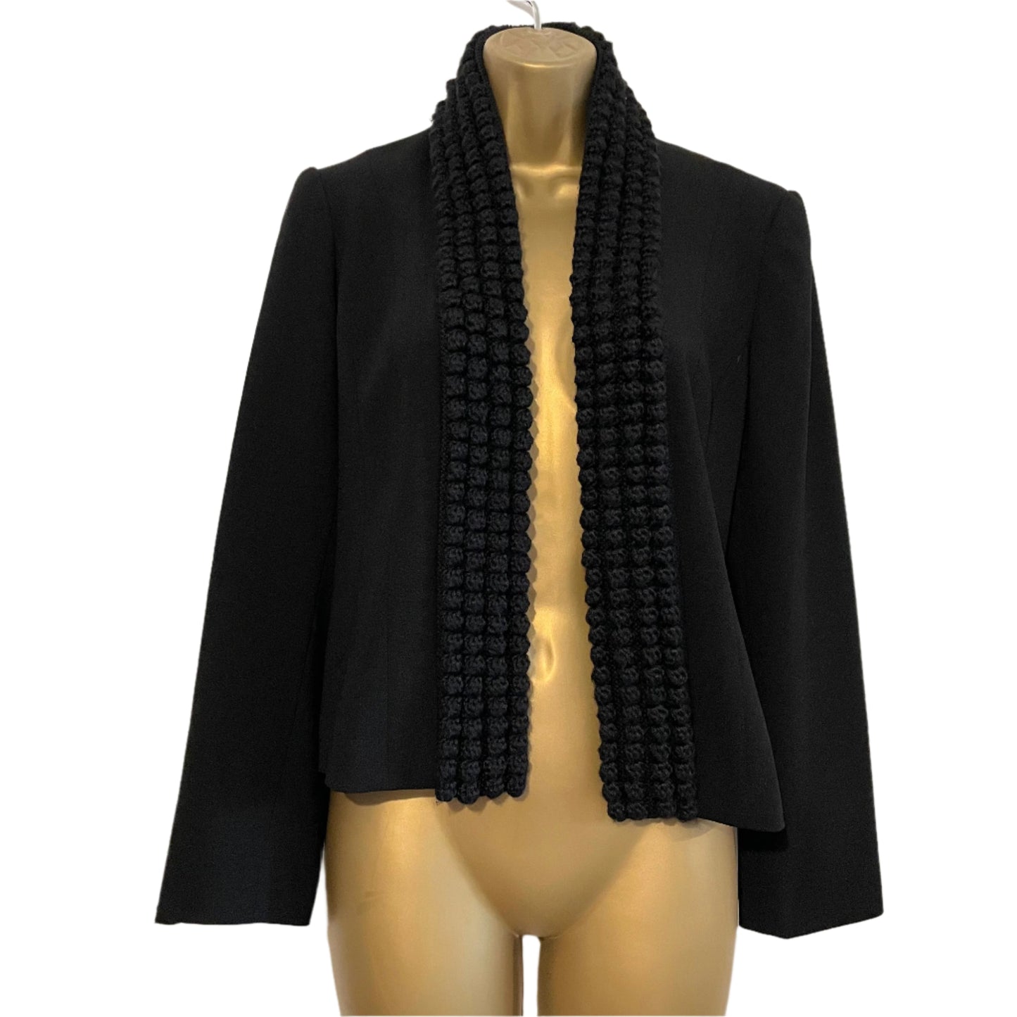 Blazer Jacket Vintage Black with Lined Knit Collar Cropped