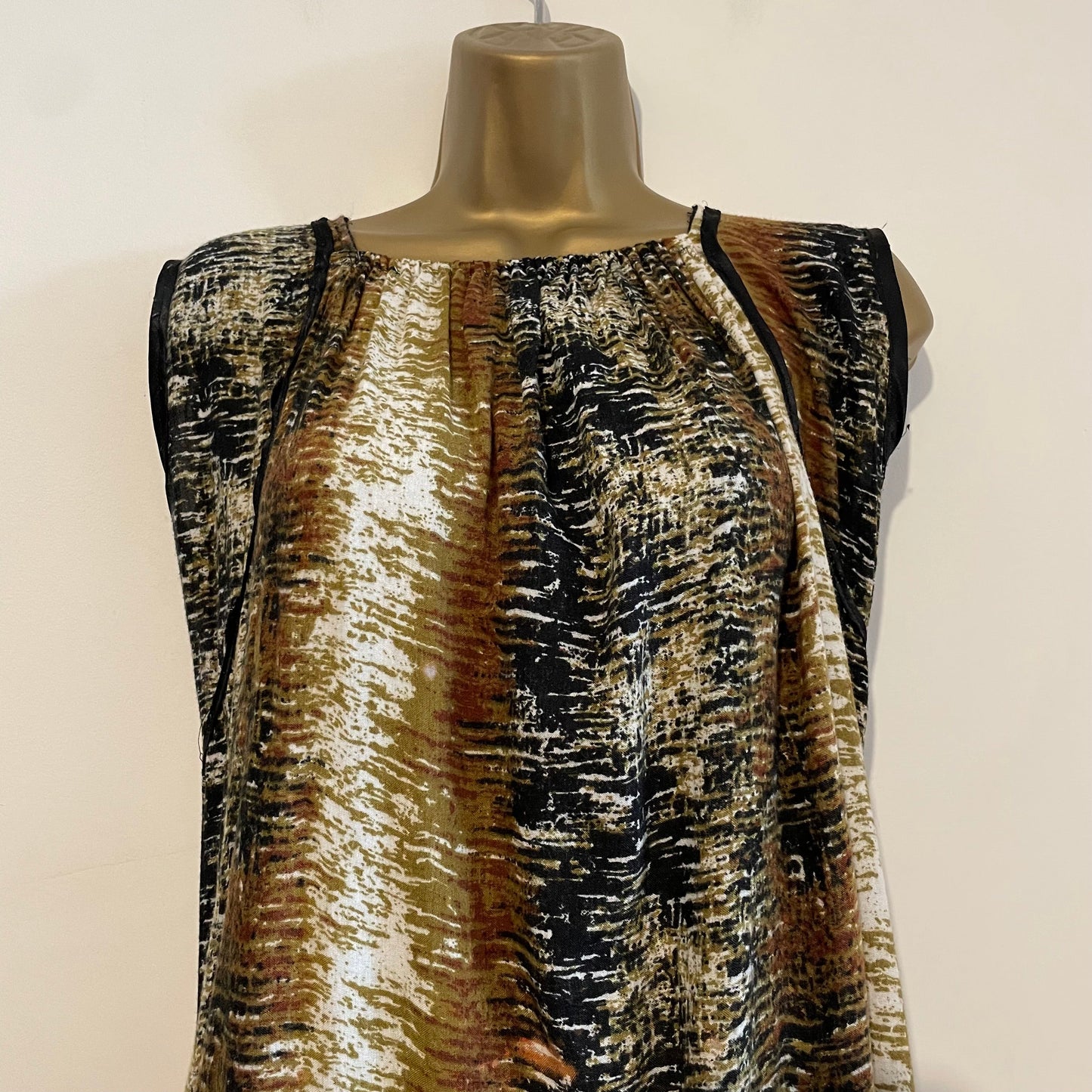 Vintage White Black Green Maxi Dress Animal Print Safari