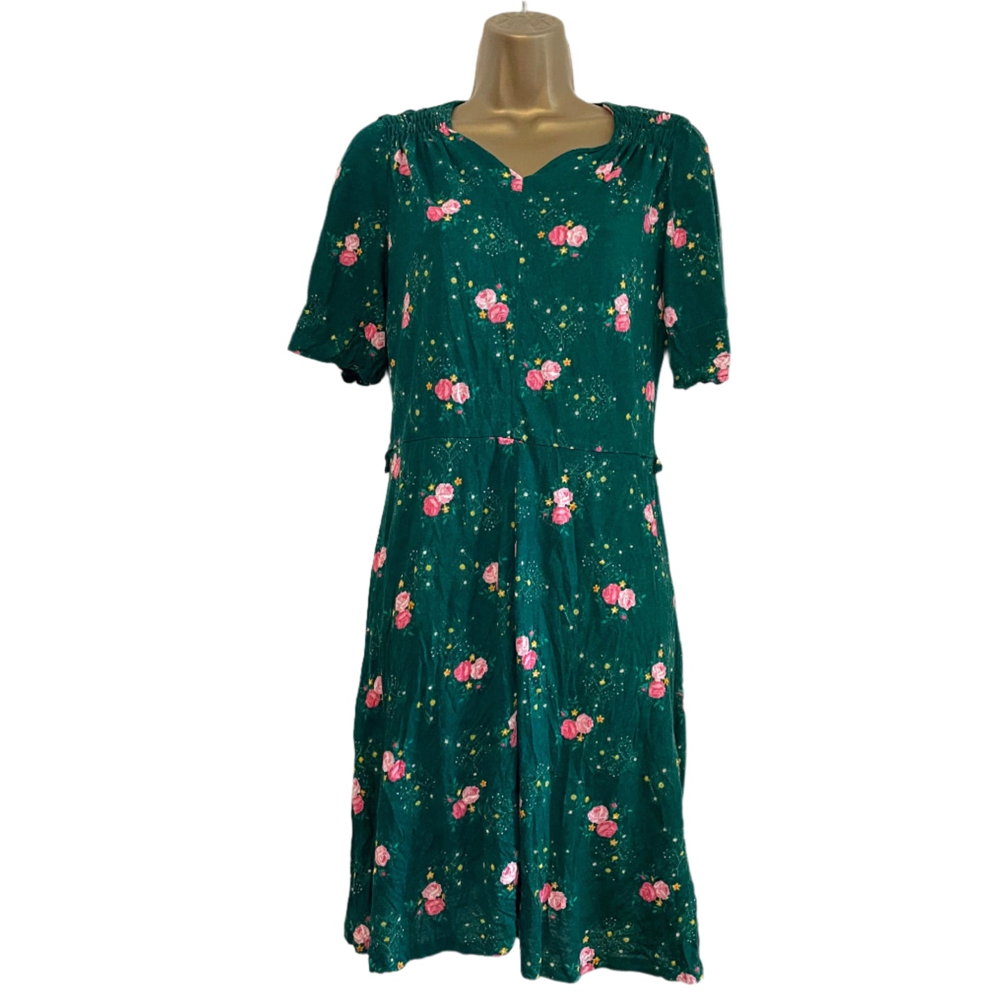 Vintage Courtelle Floral Zip Dress in Green and Pink
