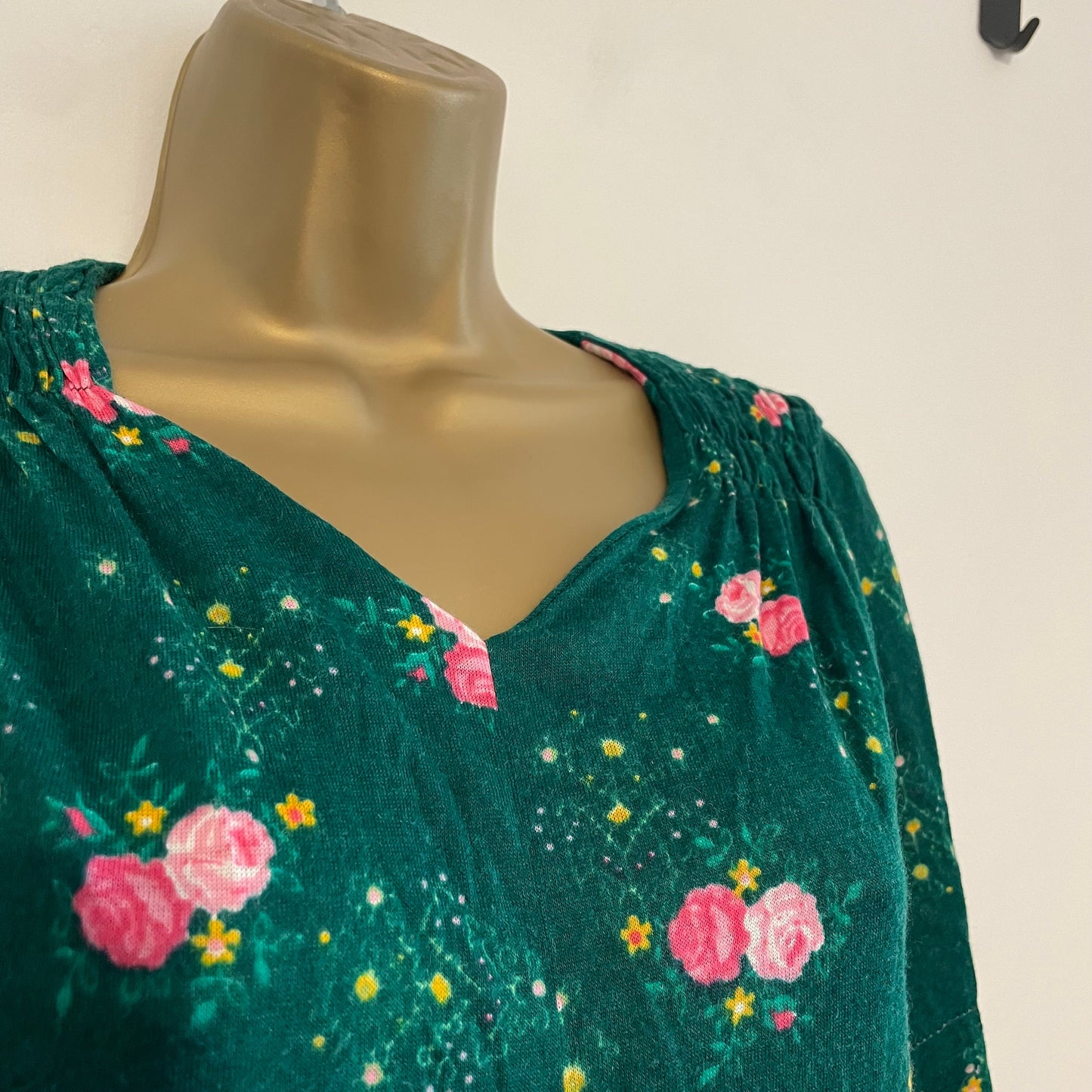 Vintage Courtelle Floral Zip Dress in Green and Pink