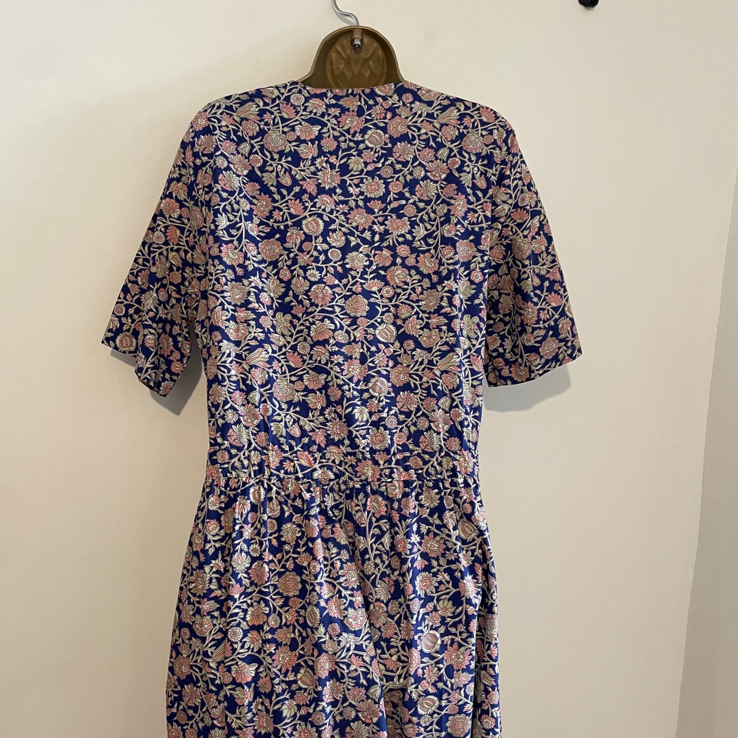 Dress Vintage Purple & Pink Floral Indian Block Print Maxi