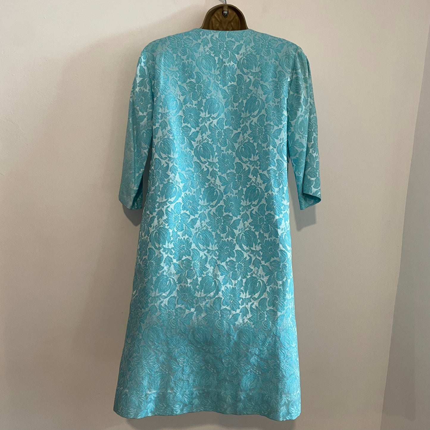 Dress Vintage Devonshire Lady Bright Light Blue Jacquard Set - Mini Dress & Jacket