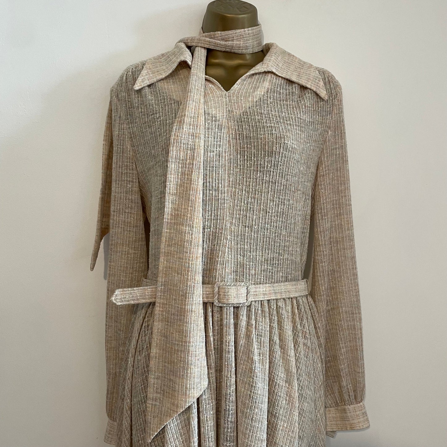 Vintage Beige Knitted Sheer Dress by Nikki Stevens Made in England