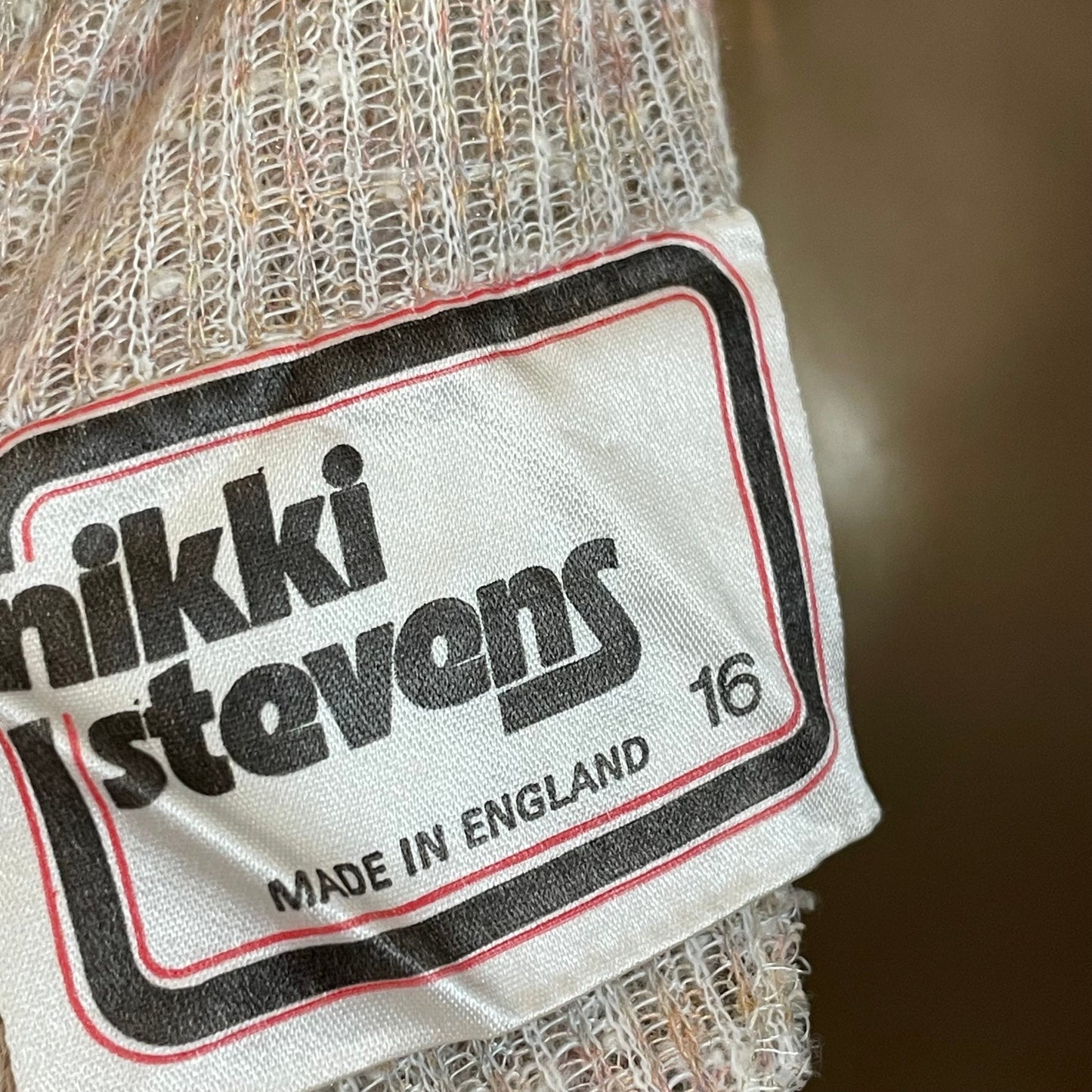 Vintage Beige Knitted Sheer Dress by Nikki Stevens Made in England