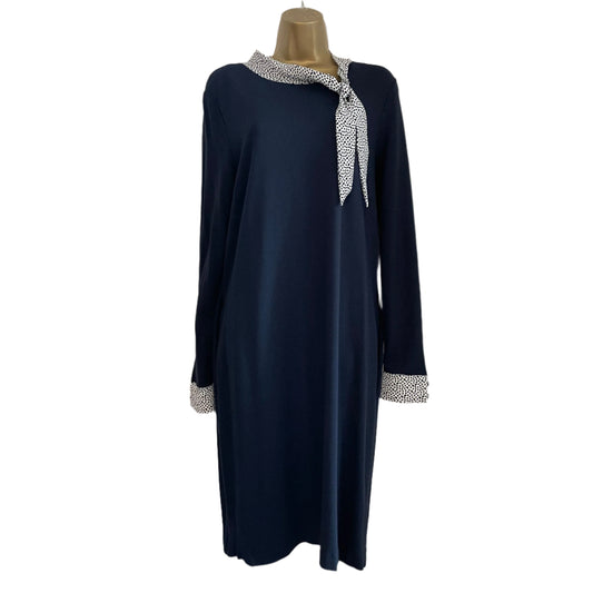 Dress Vintage Black Stretch Smart Dress with Blue Polka Dot Collar