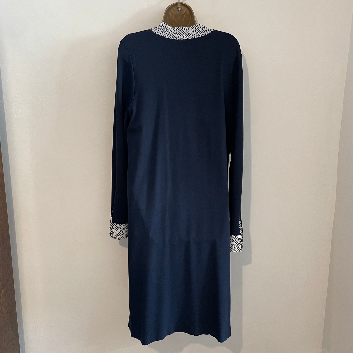 Dress Vintage Black Stretch Smart Dress with Blue Polka Dot Collar
