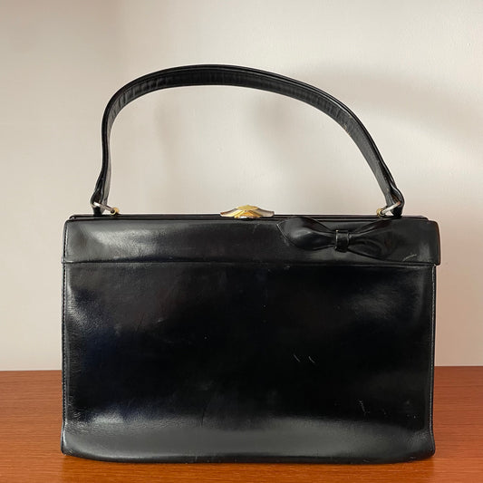 Vintage WaldyBag Bow Detail Black Kelly Handbag Wald & Co.