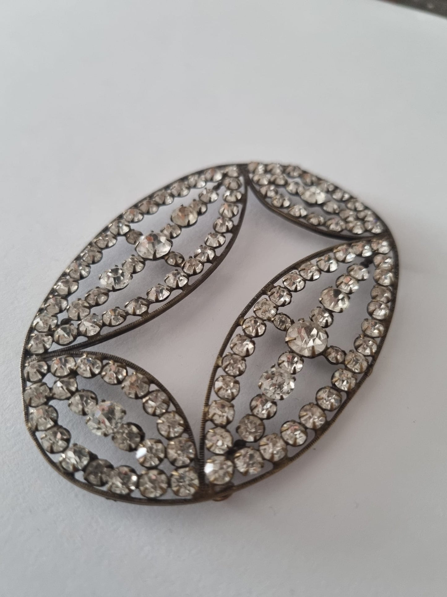 Antique Vintage Extra large paste diamante oval buckle vintage accessory